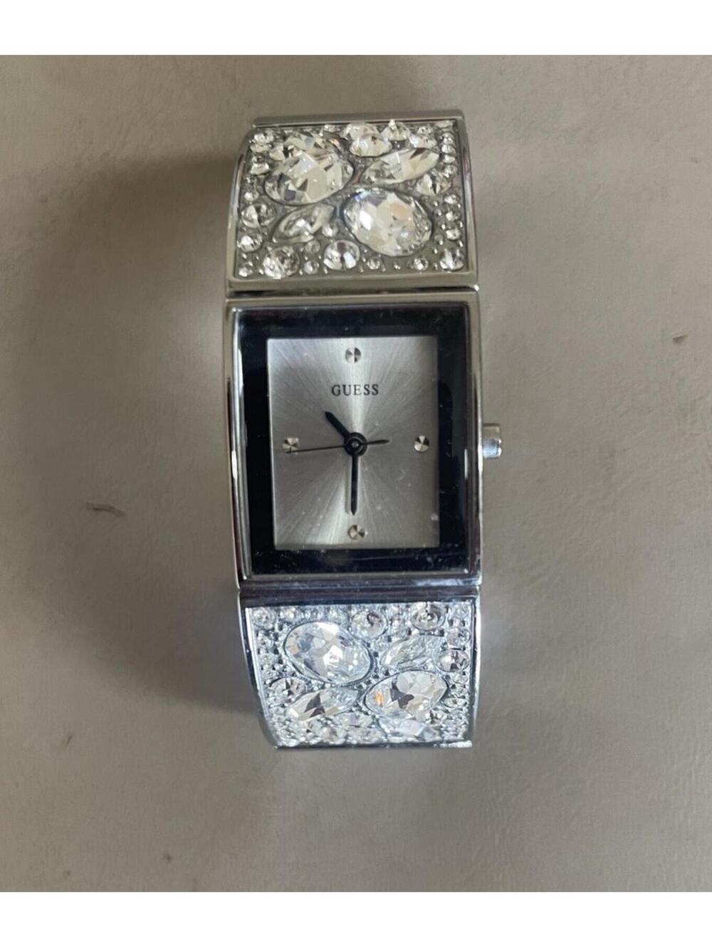 Vintage DKNY Silver Rhinestone Watch Cuff Bracelet Style Needs a battery